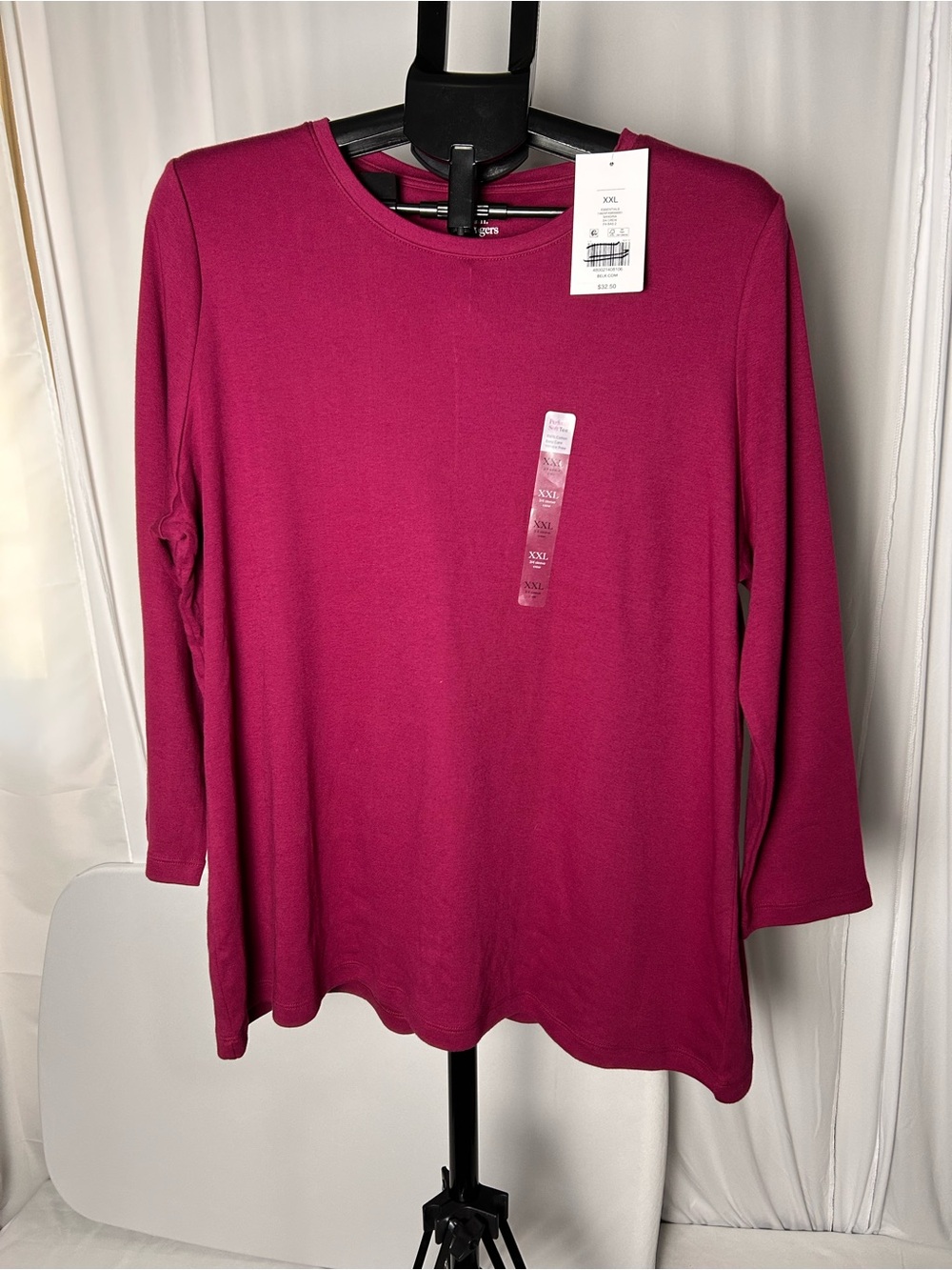 Kim Rogers Long Sleeve Crewneck Top in Magenta